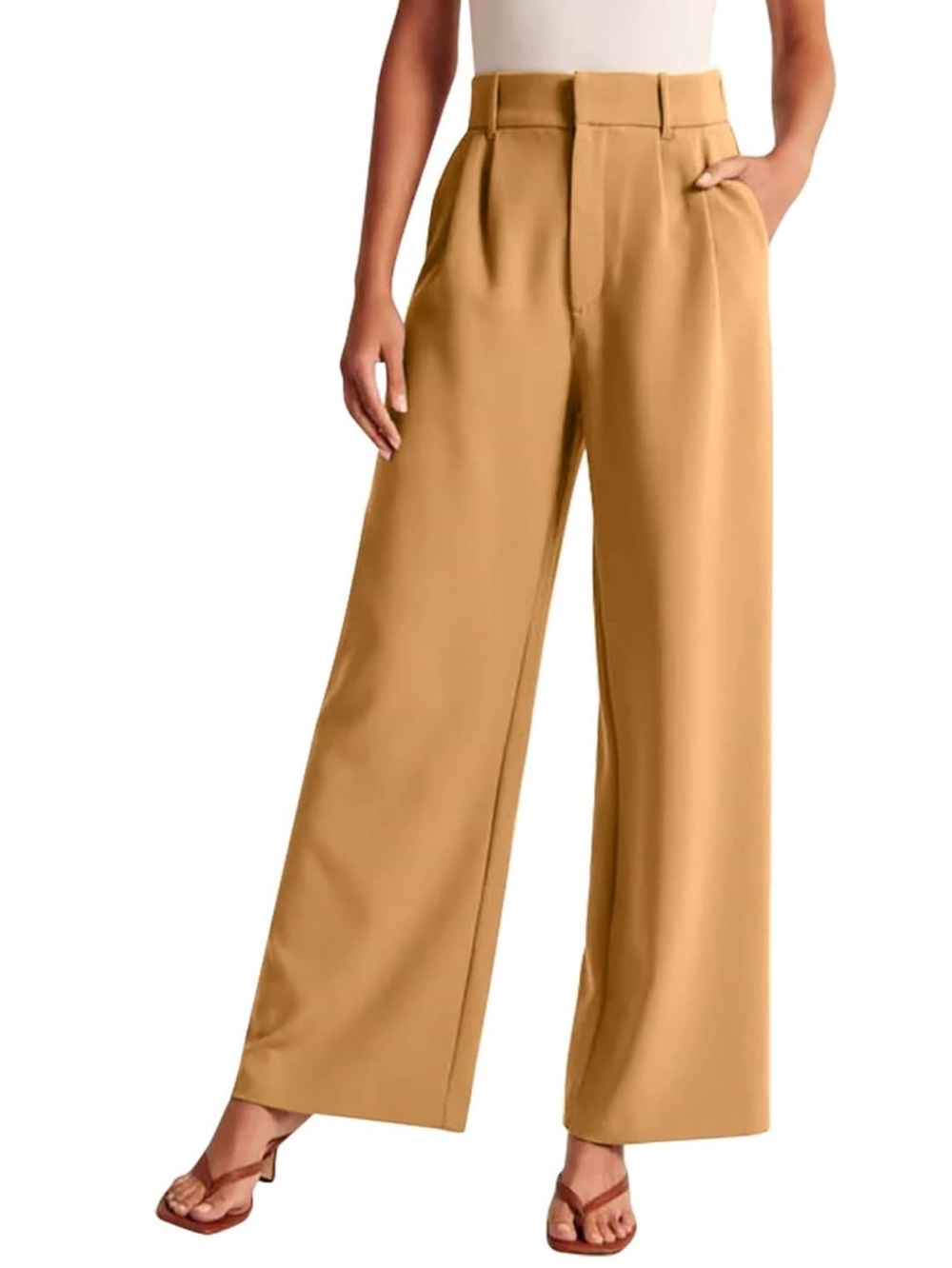 High-Waist M Wide Leg Pants in golden